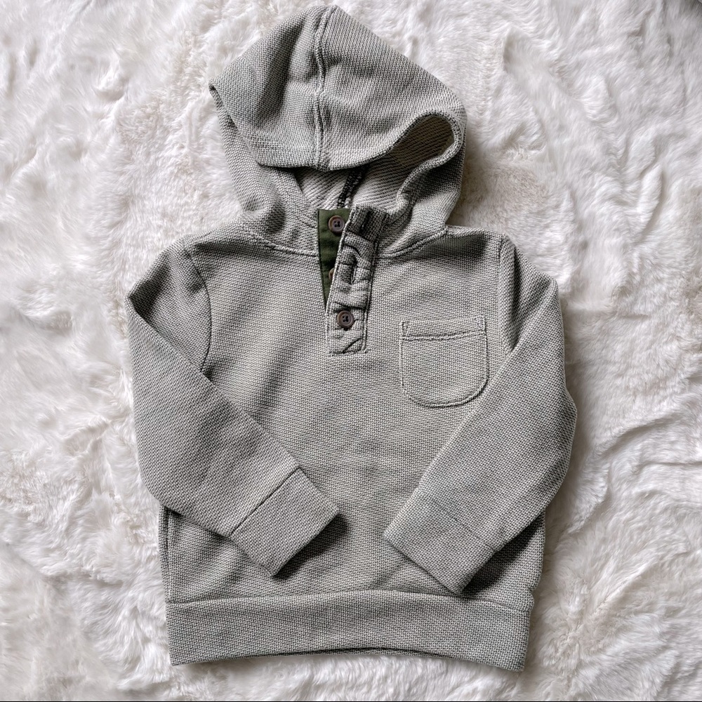 NWOT Old Navy Hooded Sweater/Sweatshirt, 2T, olive green and white
